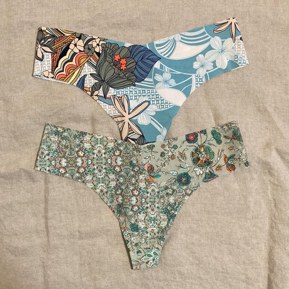 Victoria's Secret Floral Panties Set - Blue and Green